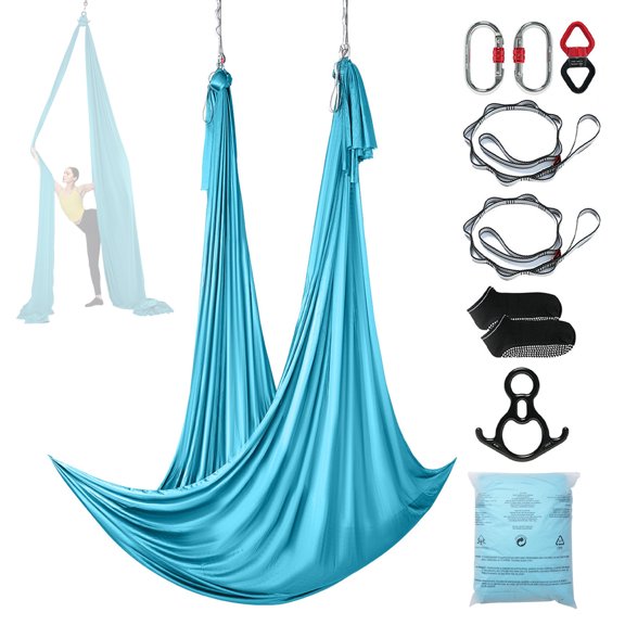 Aerial Yoga Hammock Kit, 11 Yards 100GSM Nylon Aerial Silks Set, Supports Up to 2205 LBS, MultiMode Aerial Swing with NonSlip Yoga Socks & Storage Bag for Home & Studio Aerial Yoga Practice