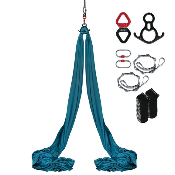 Aerial Yoga Hammock Kit with 8.7 Yards Silk&Swing,100gsm Nylon Fabric,Full Rigging Hardware,Easy Setup Guide for All Levels Fitness Bodybuilding,Green