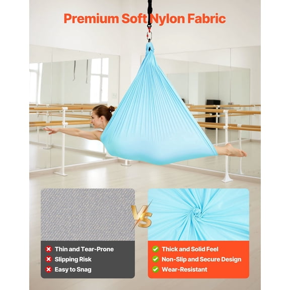 Aerial Yoga Hammock,Maximum 300 lbs Load Aerial Silk,Yoga Swing with Nylon Fabric,Daisy Rope,PE Zipper Bag,Gymnastics Swings Suitable for Men&Women,Dual-Function Hammock&Swing