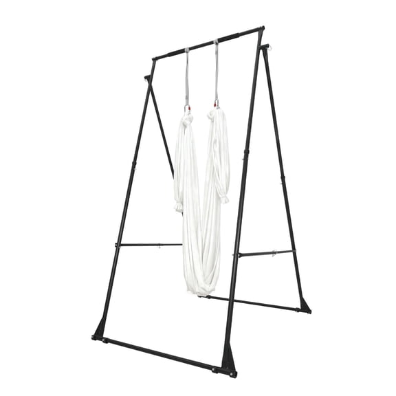 Aerial Yoga Stand with 440.9 lbs Capacity, Adjustable Aerial Silk Rig, Includes Yoga Hammock and EVA Foam Mat for Home Fitness