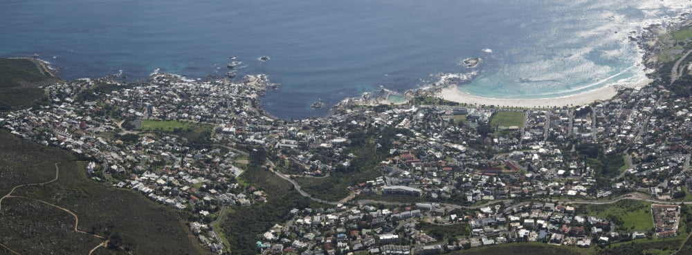 Aerial view of Camps Bay seen from Table Mountain Cape Town Western Cape Province South Africa Canvas Art - Panoramic Images (27 x 9)