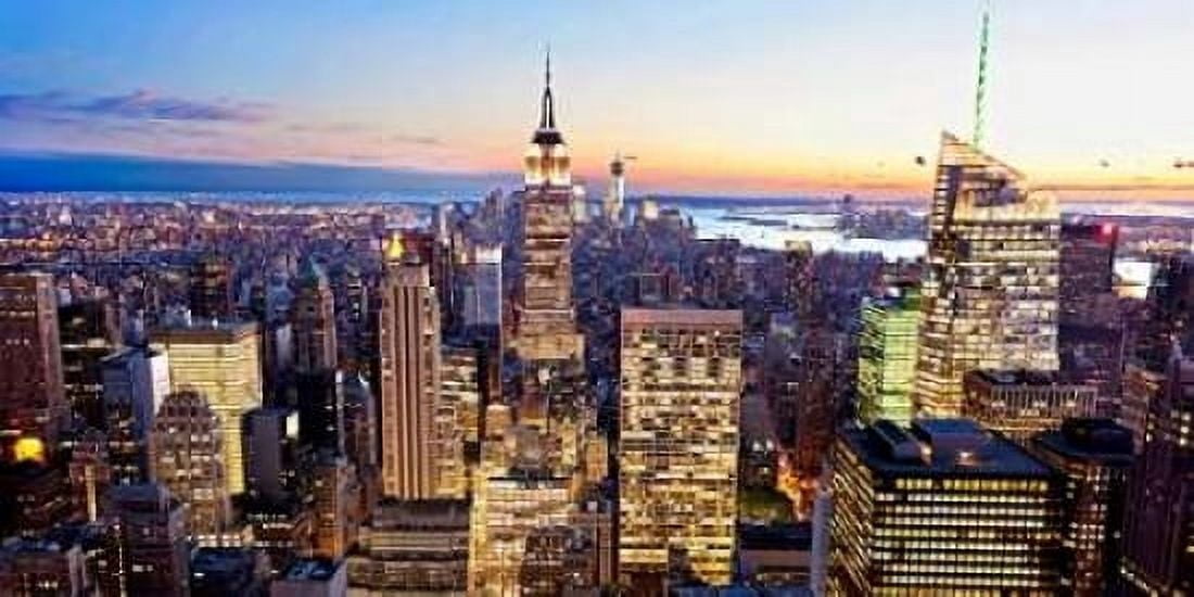 Aerial view of Manhattan NYC Canvas Art - Vadim Ratsenskiy (10 x 20)