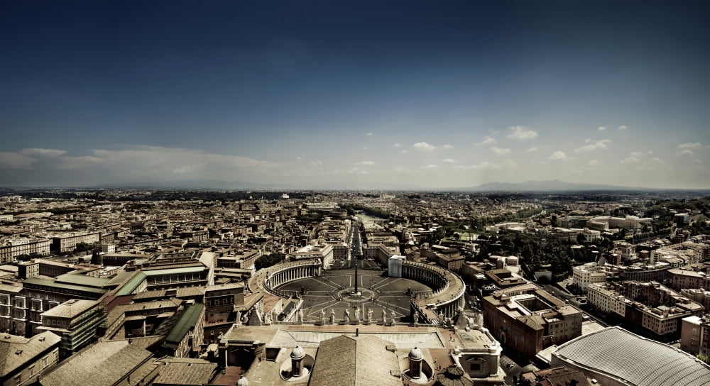 Aerial view of St Peters Square Rome Italy Canvas Art - Evgeny KuklevStocktrek Images (19 x 11)
