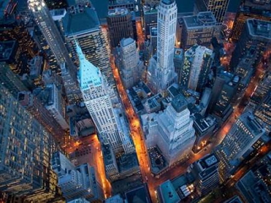 Aerial view of Wall Street Canvas Art - Cameron Davidson (22 x 28)