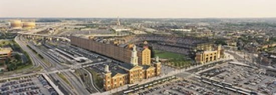 Aerial view of a baseball stadium in a city Oriole Park at Camden Yards Baltimore Maryland USA Canvas Art - Panoramic Images (36 x 13)