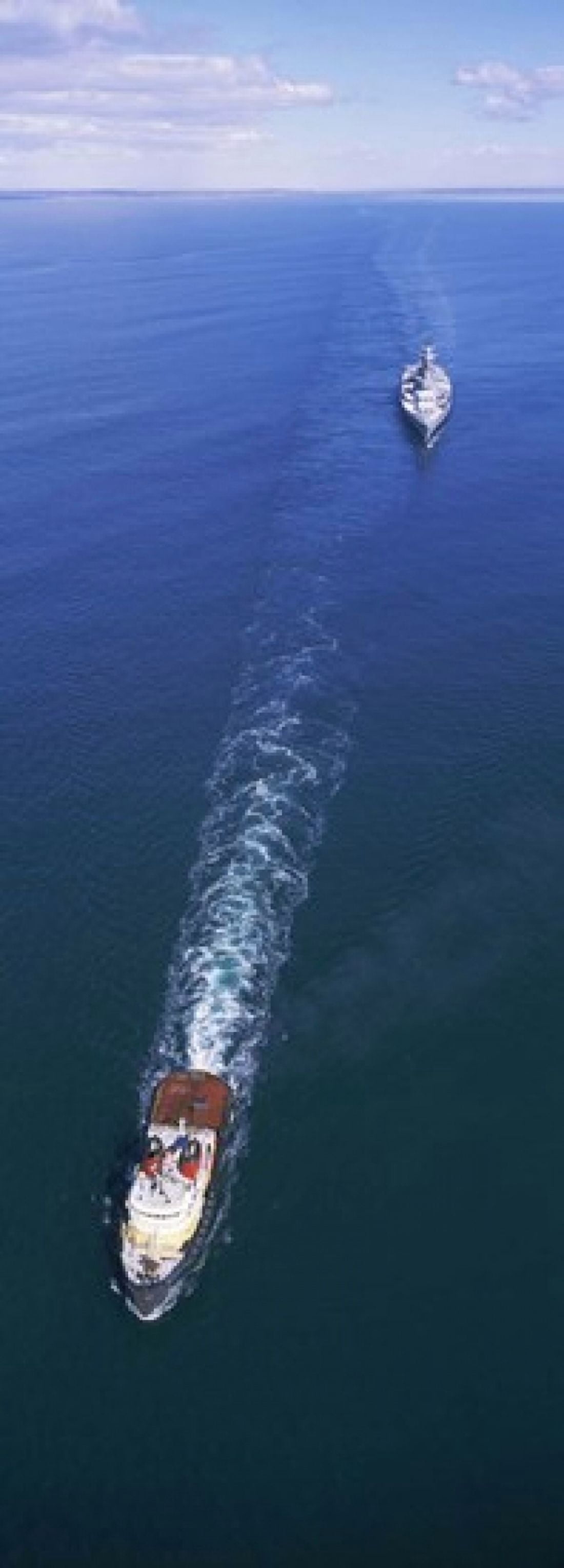 Aerial view of a battleship being towed in the sea USS Iowa (BB-61) Rhode Island Sound Rhode Island USA Canvas Art - Panoramic Images (36 x 13)