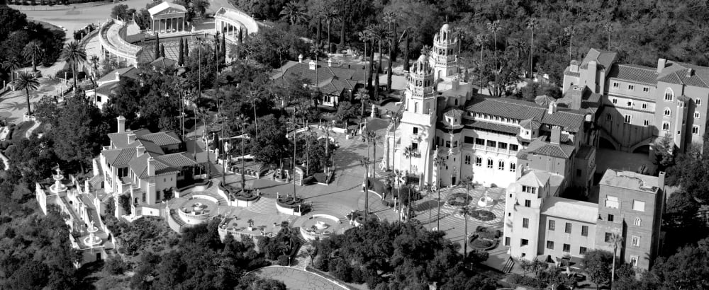 Aerial view of a castle on a hill Hearst Castle San Simeon San Luis Obispo County California USA Canvas Art - Panoramic Images (6 x 15)