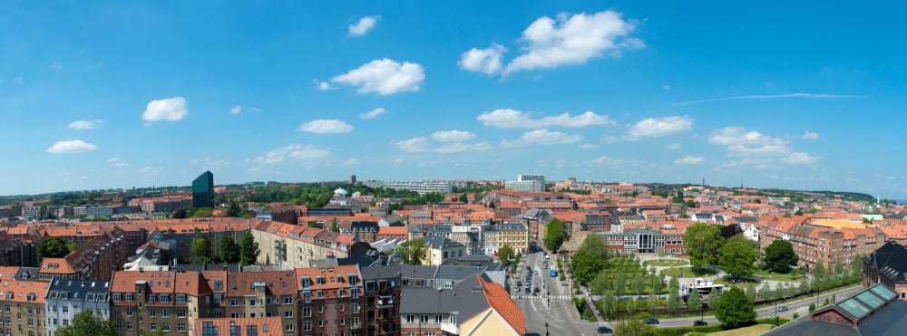 Aerial view of a city Aarhus Denmark Canvas Art - Panoramic Images (27 x 9)