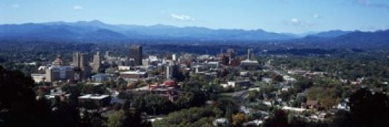 Aerial view of a city Asheville Buncombe County North Carolina USA 2011 Canvas Art - Panoramic Images (36 x 12)
