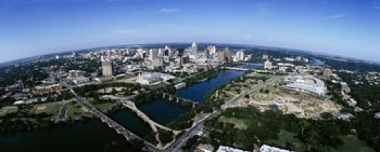 Aerial view of a city Austin Travis County Texas USA Canvas Art - Panoramic Images (30 x 12)