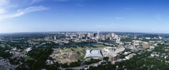 Aerial view of a city Austin Travis County Texas USA Canvas Art - Panoramic Images (30 x 13)