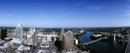Aerial view of a city Austin Travis County Texas USA Canvas Art - Panoramic Images (30 x 13)