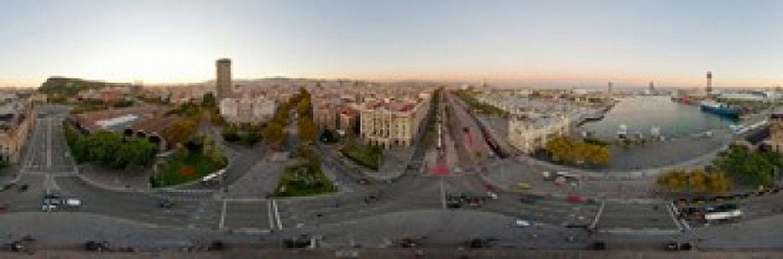 Aerial view of a city Barcelona Catalonia Spain Canvas Art - Panoramic Images (18 x 6)