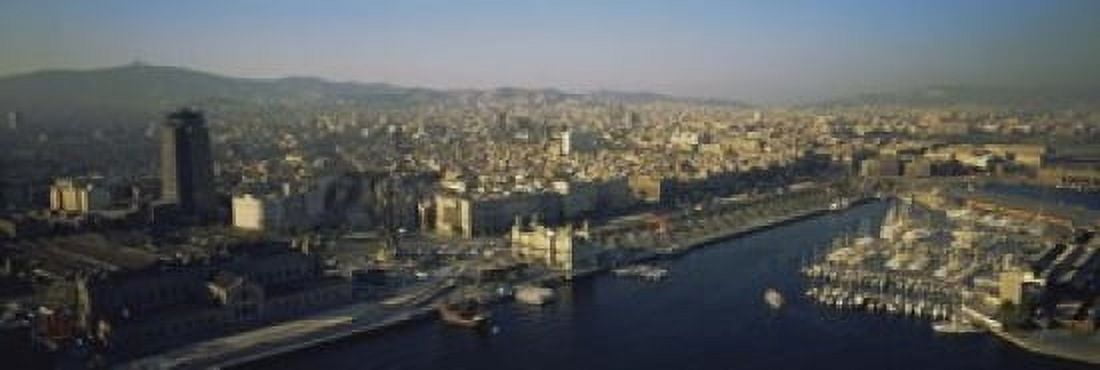 Aerial view of a city Barcelona Spain Canvas Art - Panoramic Images (18 x 6)