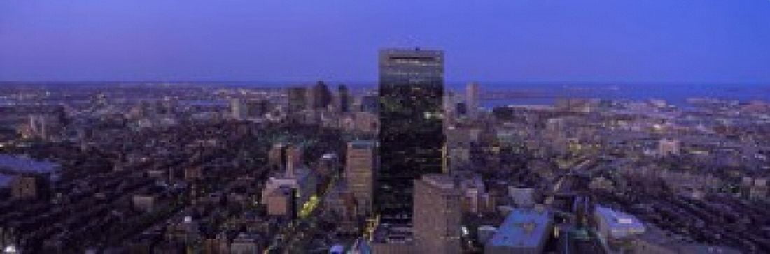 Aerial view of a city Boston Suffolk County Massachusetts USA Canvas Art - Panoramic Images (18 x 6)