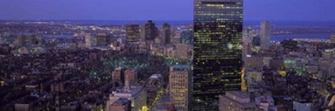 Aerial view of a city Boston Suffolk County Massachusetts USA Canvas Art - Panoramic Images (18 x 6)