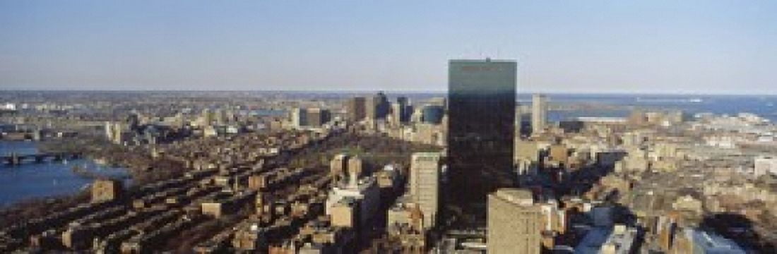 Aerial view of a city Boston Suffolk County Massachusetts USA Canvas Art - Panoramic Images (18 x 6)