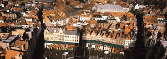 Aerial view of a city Bruges West Flanders Flemish Region Belgium Canvas Art - Panoramic Images (36 x 13)