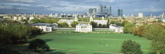Aerial view of a city Canary Wharf Greenwich Park Greenwich London England 2011 Canvas Art - Panoramic Images (36 x 12)