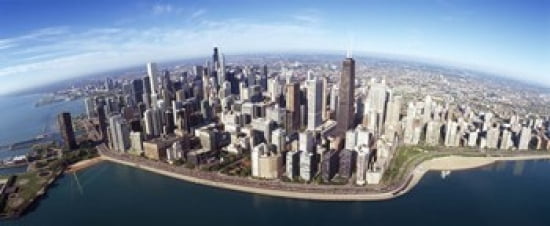 Aerial view of a city Chicago Cook County Illinois USA 2010 Canvas Art - Panoramic Images (30 x 13)