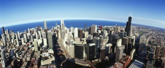 Aerial view of a city Chicago Cook County Illinois USA 2010 Canvas Art - Panoramic Images (30 x 13)
