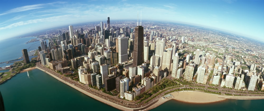 Aerial view of a city Chicago Cook County Illinois USA Canvas Art - Panoramic Images (12 x 36)