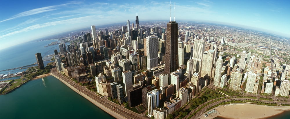 Aerial view of a city Chicago Cook County Illinois USA Canvas Art - Panoramic Images (36 x 12)
