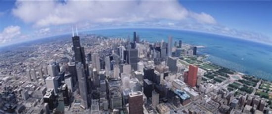 Aerial view of a city Chicago Illinois USA Canvas Art - Panoramic Images (30 x 13)