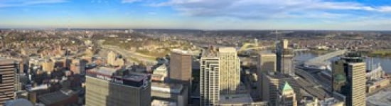 Aerial view of a city Cincinnati Hamilton County Ohio USA 2010 Canvas Art - Panoramic Images (42 x 12)
