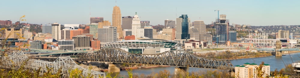 Aerial view of a city Cincinnati Hamilton County Ohio USA Canvas Art - Panoramic Images (36 x 12)