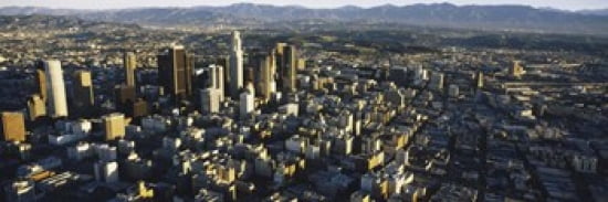 Aerial view of a city City Of Los Angeles California USA Canvas Art - Panoramic Images (36 x 12)