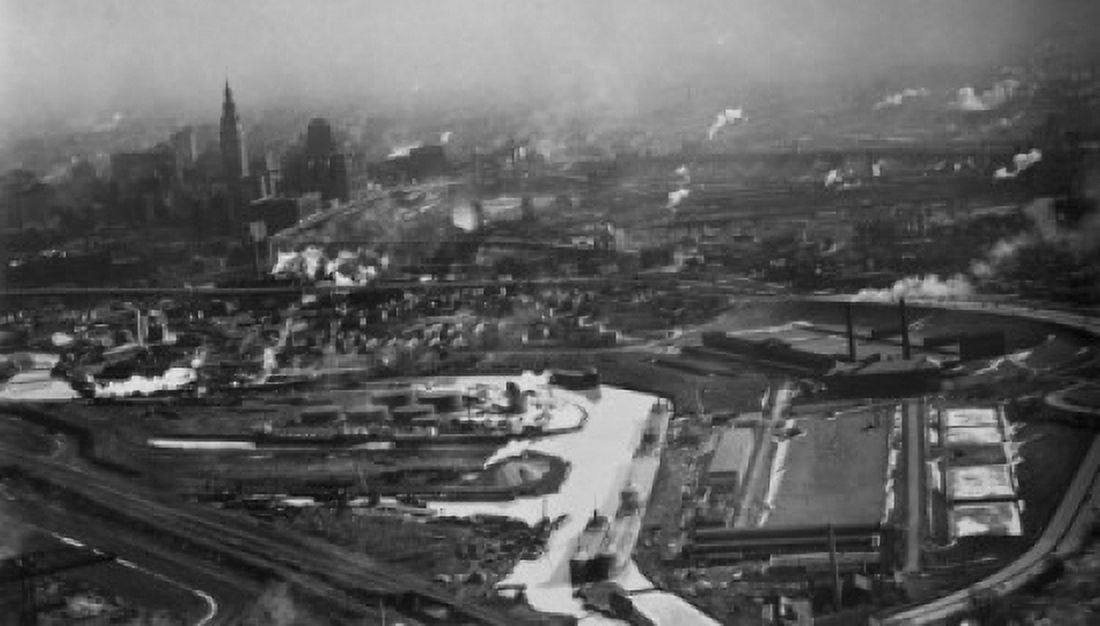 Aerial view of a city Cleveland Ohio USA Canvas Art - (18 x 24)