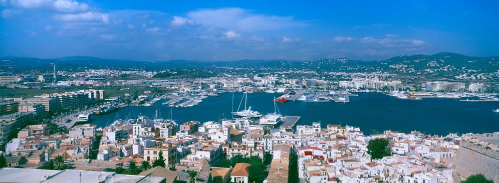 Aerial view of a city Ibiza Balearic Islands Spain Canvas Art - Panoramic Images (36 x 12)