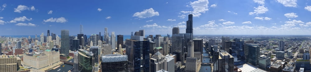 Aerial view of a city Lake Michigan Chicago Cook County Illinois USA Canvas Art - Panoramic Images (27 x 9)