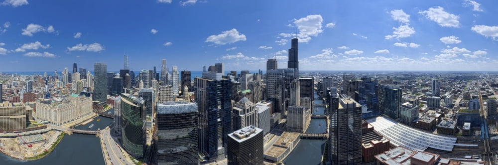 Aerial view of a city Lake Michigan Chicago Cook County Illinois USA Canvas Art - Panoramic Images (27 x 9)