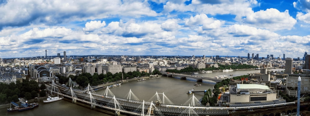 Aerial view of a city London England Canvas Art - Panoramic Images (36 x 12)