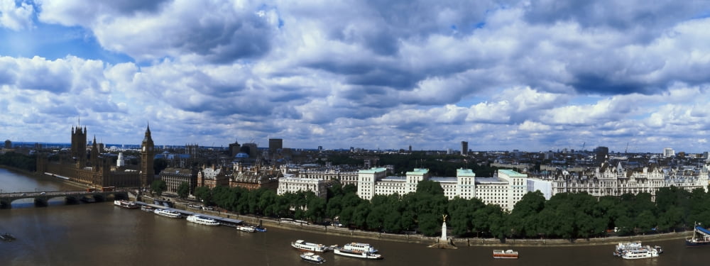 Aerial view of a city London England Canvas Art - Panoramic Images (36 x 12)