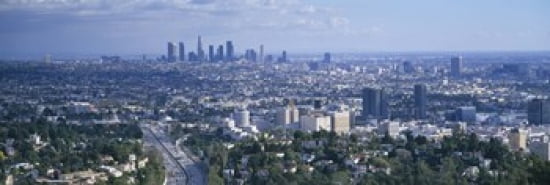 Aerial view of a city Los Angeles California USA Canvas Art - Panoramic Images (36 x 12)