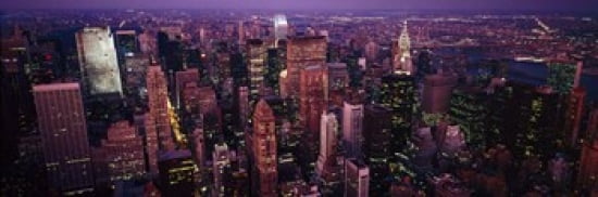 Aerial view of a city Manhattan New York City New York State USA Canvas Art - Panoramic Images (36 x 12)