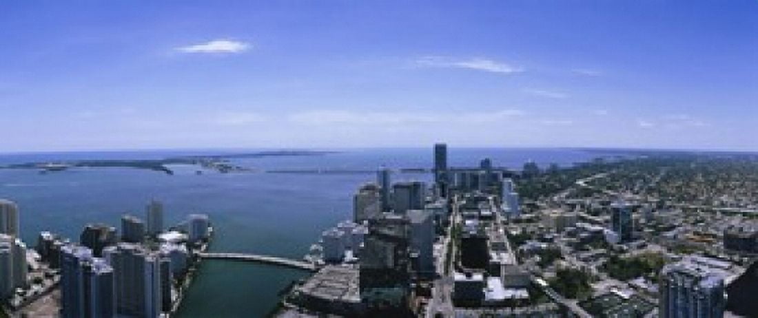 Aerial view of a city Miami Florida USA Canvas Art - Panoramic Images (15 x 6)