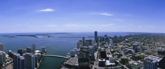 Aerial view of a city Miami Florida USA Canvas Art - Panoramic Images (30 x 13)