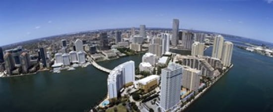 Aerial view of a city Miami Miami-Dade County Florida USA 2008 Canvas Art - Panoramic Images (30 x 13)