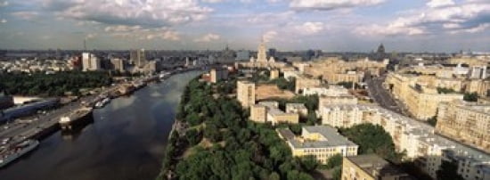 Aerial view of a city Moscow Russia Canvas Art - Panoramic Images (36 x 13)