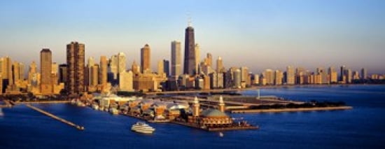 Aerial view of a city Navy Pier Lake Michigan Chicago Cook County Illinois USA Canvas Art - Panoramic Images (30 x 12)