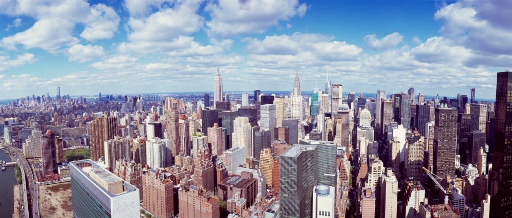 Aerial view of a city New York City New York State USA Canvas Art - Panoramic Images (29 x 12)