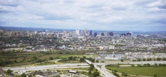 Aerial view of a city Newark New Jersey USA Canvas Art - Panoramic Images (24 x 12)
