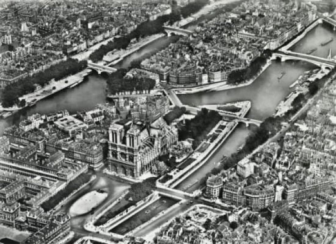 Aerial view of a city Notre Dame Paris France Canvas Art - (24 x 36)