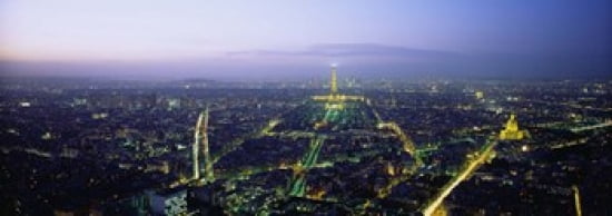 Aerial view of a city Paris France Canvas Art - Panoramic Images (36 x 13)