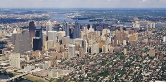 Aerial view of a city Philadelphia Pennsylvania USA Canvas Art - Panoramic Images (24 x 12)