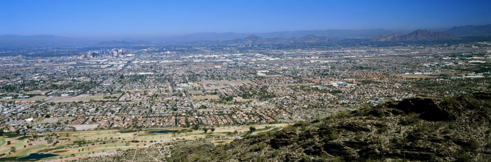 Aerial view of a city Phoenix Maricopa County Arizona USA Canvas Art - Panoramic Images (36 x 12)
